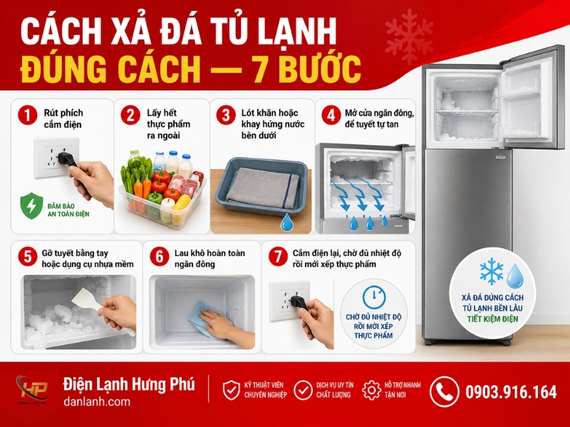 Cách xả đá tủ lạnh đúng kỹ thuật, an toàn cho dàn lạnh — Điện Lạnh Hưng Phú TPHCM