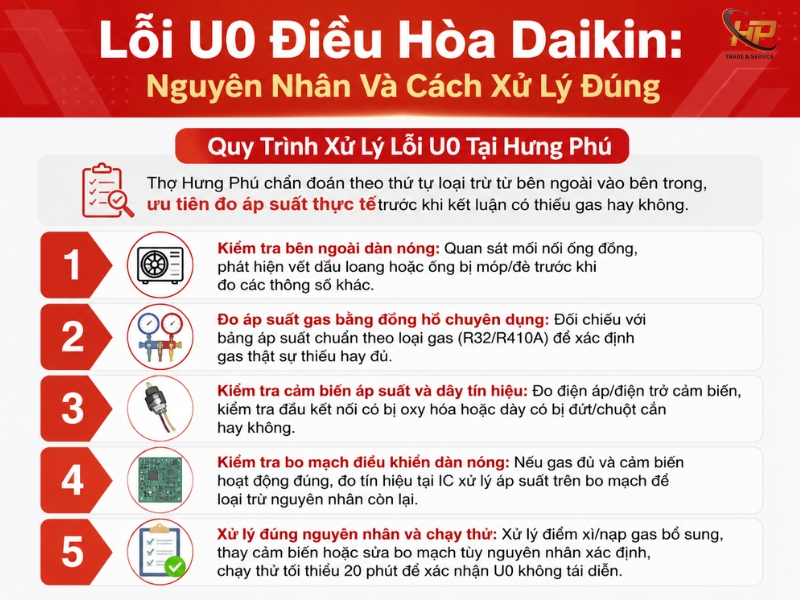 Lỗi U0 điều hòa Daikin — nguyên nhân và cách xử lý — Điện Lạnh Hưng Phú