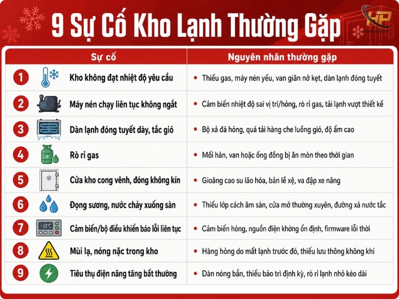 Sự cố kho lạnh thường gặp nguyên nhân và cách xử lý - Điện Lạnh Hưng Phú