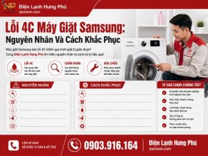 Lỗi 4C máy giặt Samsung nguyên nhân và cách khắc phục - Điện Lạnh Hưng Phú