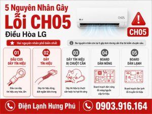 Lỗi CH05 điều hòa LG nguyên nhân và cách khắc phục - Điện Lạnh Hưng Phú
