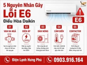 Lỗi E6 điều hòa Daikin nguyên nhân và cách khắc phục - Điện Lạnh Hưng Phú