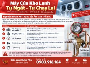 Kho lạnh tự ngắt rồi tự chạy lại do tắc ẩm van tiết lưu - Điện Lạnh Hưng Phú