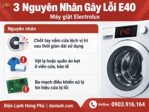 Lỗi E40 máy giặt Electrolux nguyên nhân và cách khắc phục - Điện Lạnh Hưng Phú