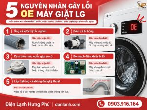 Lỗi OE máy giặt LG nguyên nhân và cách khắc phục - Điện Lạnh Hưng Phú