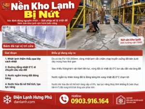 Nền kho lạnh bị nứt phồng đội lên do hiện tượng Frost Heave - Điện Lạnh Hưng Phú