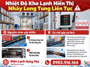 Nhiệt độ kho lạnh nhảy lung tung liên tục, còi báo động hú từng hồi? Tìm hiểu hiện tượng nhiễu điện từ (EMI) dây tín hiệu và cách khắc phục từ Điện Lạnh Hưng Phú.
