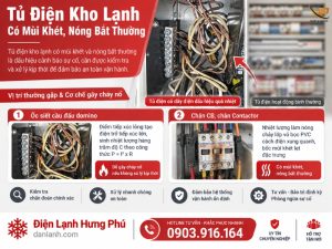 Tủ điện kho lạnh có mùi khét, nóng bất thường? Đây là cảnh báo nguy cơ cháy nổ cần xử lý ngay.